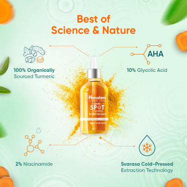 Himalaya Wellness Company Himalaya Dark Spot Clearing Turmeric Face Serum Organically Sourced Turmeric Reduce Dark Spots In 7 Days 10% Glycolic Acid & 2% Niacinamide 30Ml